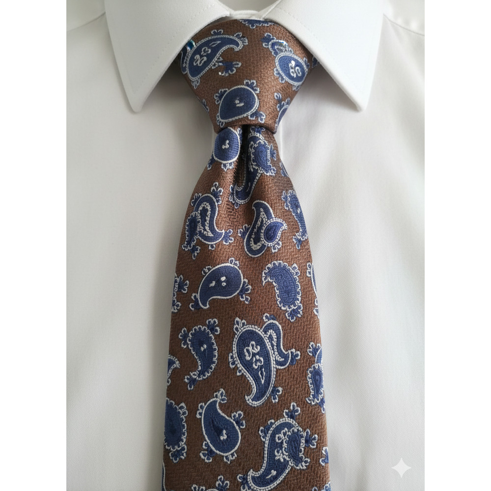 Jos A Bank Signature collection brown blue paisley silk tie - 59.5" - corpcore